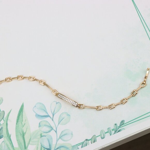 "Elegant Rose Gold Bracelet with Sparkling CZ Bar Accent, XPBL0904 - Picture 5 of 13